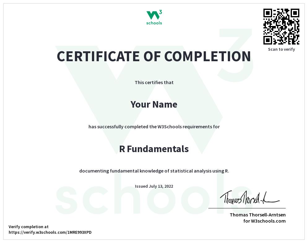 R Certificate